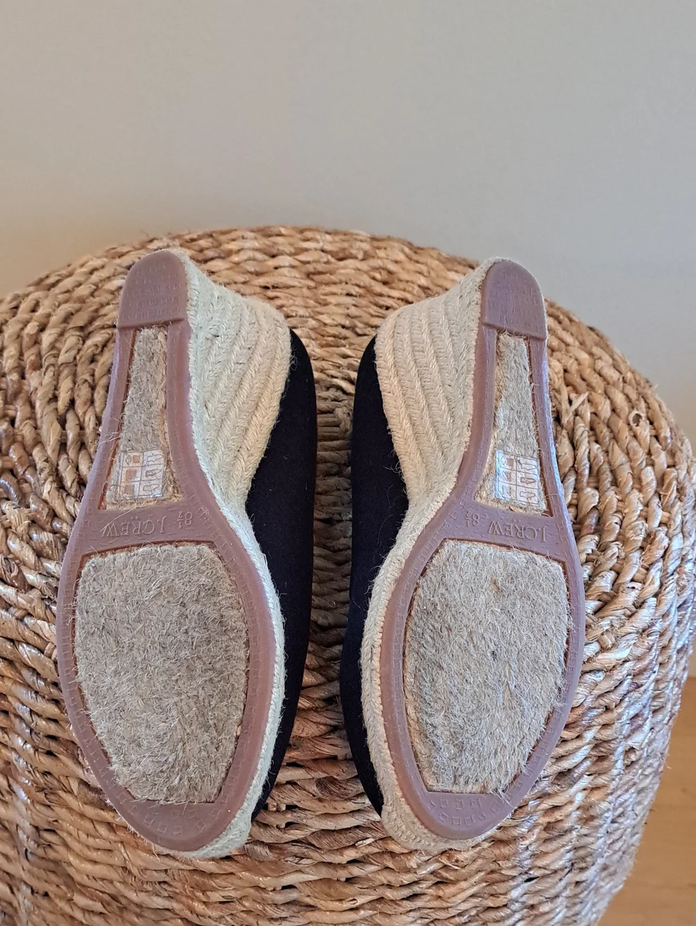 J.Crew Women’s Classic Preppy/Vacation Black Canvas Wedge Espadrille Sandals 8.5